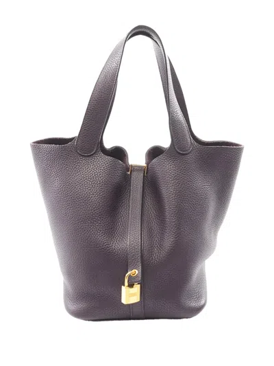 Pre-owned Hermes 2019 Clemence Picotin Lock 22 Handbag In Purple