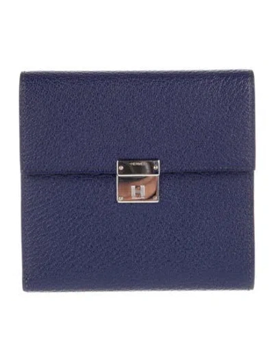 Pre-owned Hermes 2019 Clic 12 Wallet In Blue