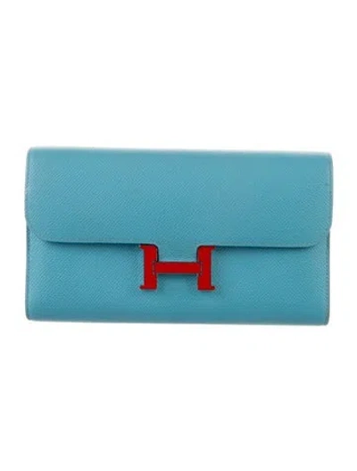 Pre-owned Hermes 2019 Constance Long Wallet In Blue