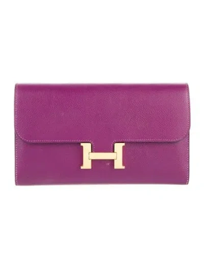 Pre-owned Hermes 2019 Constance Long Wallet In Purple