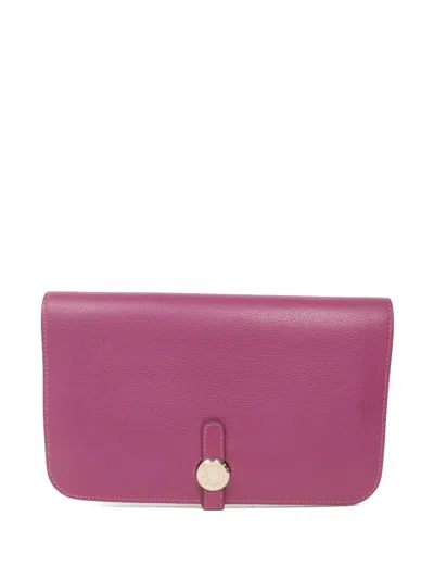 Pre-owned Hermes 2019 Dogon Leather Wallet In Purple