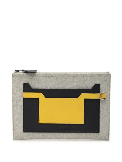 Pre-owned Hermes 2019 Epsom And Felt Toodoo 29 Clutch Bag In Gray