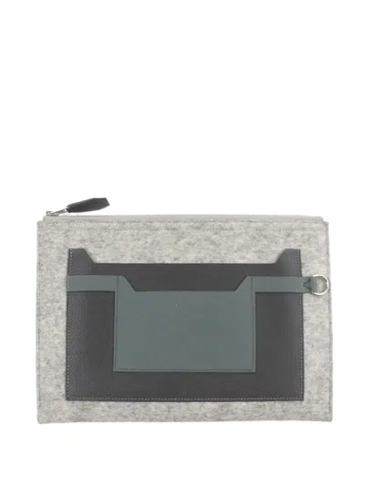 Pre-owned Hermes 2019 Epsom And Felt Toodoo 29 Clutch Bag In Grey