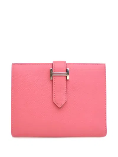 Pre-owned Hermes 2019 Epsom Bearn Compact Wallet Long Wallets In Pink