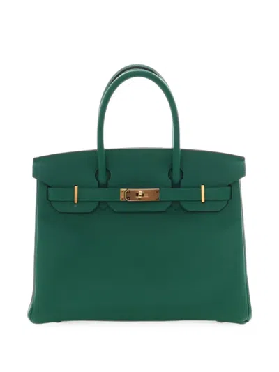 Pre-owned Hermes 2019 Epsom Birkin Retourne 30 Handbag In Green