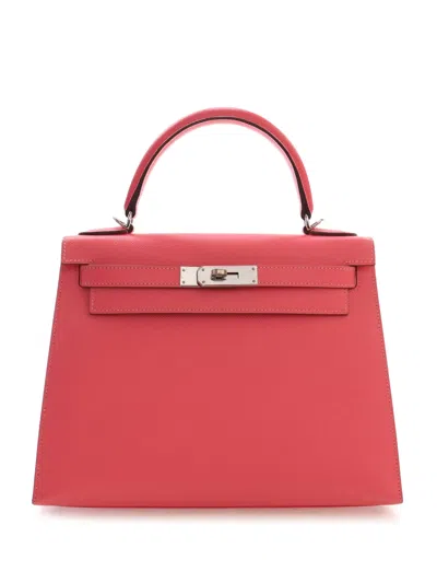 Pre-owned Hermes 2019 Epsom Kelly Ii Sellier 28 Satchel In Pink
