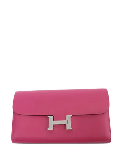 Pre-owned Hermes 2019 Evercolor Constance Wallet Long Wallets In Pink