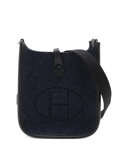 Pre-owned Hermes 2019 Feutre And Swift Evelyne Tpm Crossbody Bag In Blue