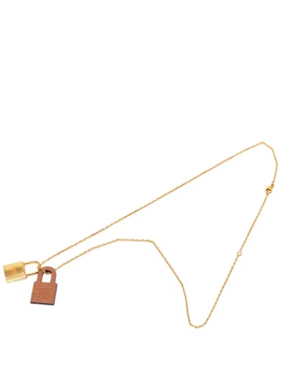 Pre-owned Hermes 2019 Gold Plated And Swift O Kelly Pendant Necklace Costume Necklace
