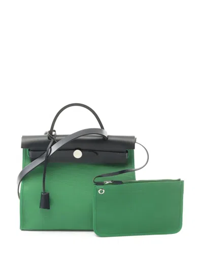 Pre-owned Hermes 2019 Herbag Zip Pm Two-way Handbag In Green