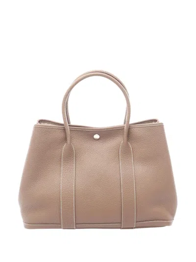 Pre-owned Hermes 2019  Garden Party Pm Negonda Leather Leather Negonda Leather Gray Etoupe Grey Used Women Tote