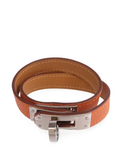 Pre-owned Hermes 2019 Kelly Double Tour Bracelet In Orange