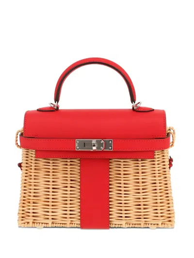 Pre-owned Hermes 2019 Kelly Picnic Handbag In Red