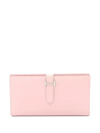 Pre-owned Hermes 2019 Long Bearn Bi-fold Wallet In Pink