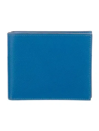 Pre-owned Hermes 2019 Mc² Copernic Compact Wallet In Blue