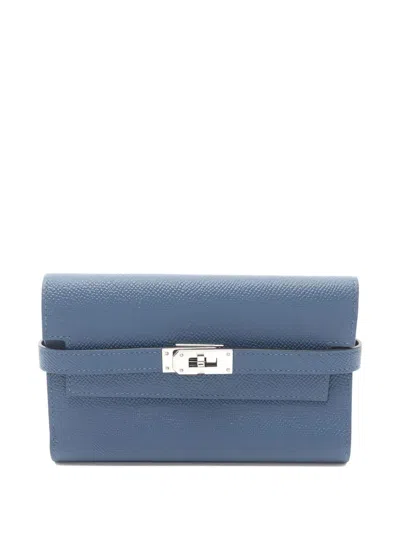 Pre-owned Hermes 2019 Medium Kelly Wallet In Blue