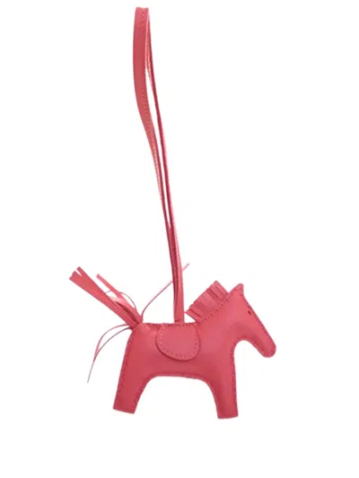 Pre-owned Hermes 2019 Milo Lambskin And Swift Grigri Rodeo Pegase Bag Charm Pm In Pink