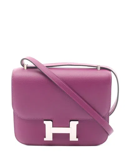 Pre-owned Hermes 2019 Mini 3 Constance Silver-hardware Shoulder Bag In Purple