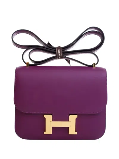 Pre-owned Hermes 2019 Mini Evercolor Constance 18 Handbag In Purple