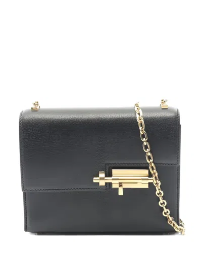 Pre-owned Hermes 2019 Mini Veru Chain Shoulder Bag In Black