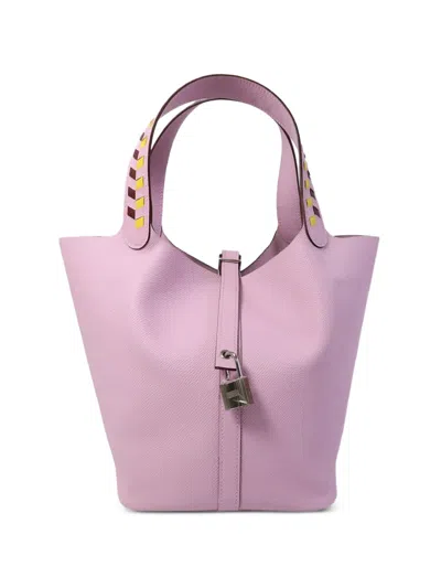 Pre-owned Hermes 2019 Mm Picotin Leather Tote Bag In Pink