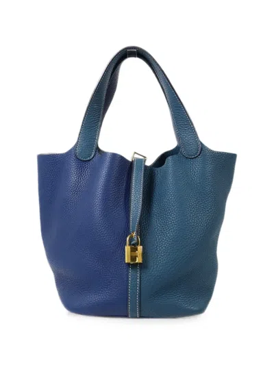 Pre-owned Hermes 2019 Mm Picotin Tote Bag In Blue