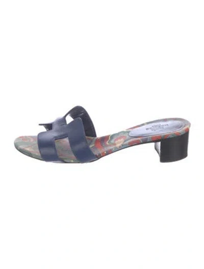Pre-owned Hermes 2019 Oasis Slides In Blue