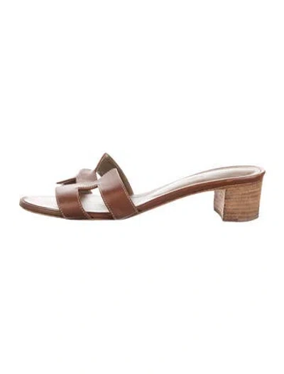 Pre-owned Hermes 2019 Oasis Slides In Brown