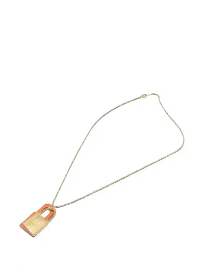 Pre-owned Hermes 2019 O'kelly Leather Necklace In Gold