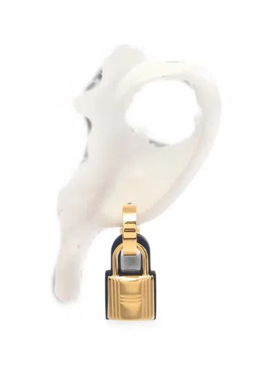 Pre-owned Hermes 2019 O'kelly Padlock Earrings In Gold