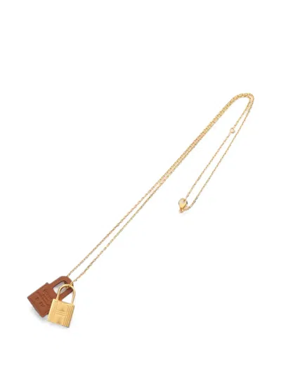 Pre-owned Hermes 2019 O'kelly Padlock Necklace In Gold