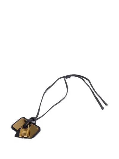Pre-owned Hermes 2019 O'kelly Padlock Pendant Necklace In Gold
