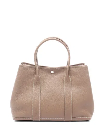 Pre-owned Hermes 2019 Pm Garden Party Etoupe Negonda-leather Tote Bag