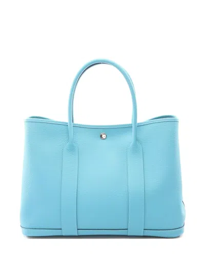 Pre-owned Hermes 2019 Pm Garden Party Leather Tote Bag In Blue