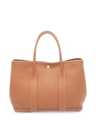 Pre-owned Hermes 2019 Pm Garden Party Leather Tote Bag In Brown
