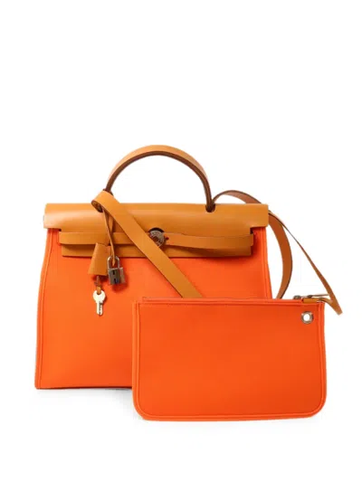 Pre-owned Hermes 2019 Pm Herbag Tote Bag In Orange