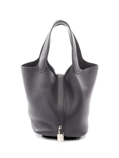 Pre-owned Hermes 2019 Pm Picotan Lock Tote Bag In Black