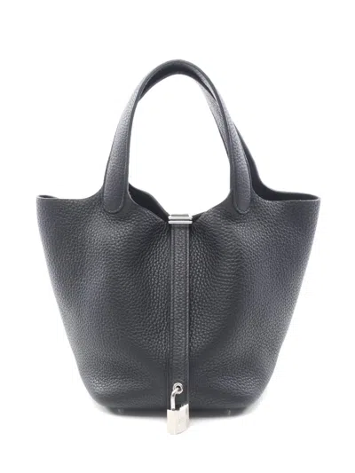 Pre-owned Hermes 2019 Pm Picotin Lock Tote Bag In Black