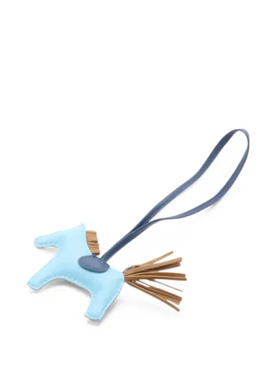 Pre-owned Hermes 2019 Rodeo Pm Horse Bag Charm In Blue