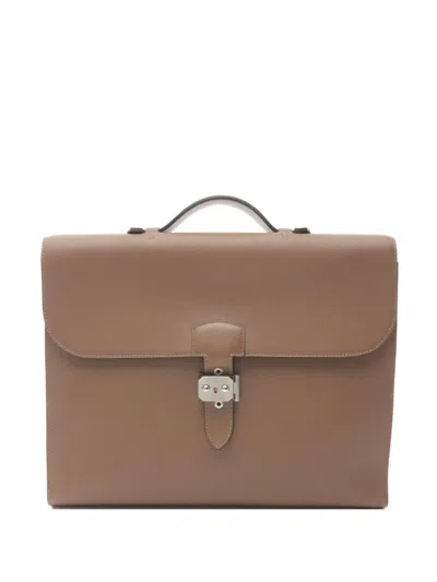 Pre-owned Hermes 2019 Sac A Depeches 37 Business Bag In Brown