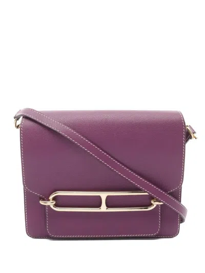 Pre-owned Hermes 2019 Sacchrouris 23 Leather Shoulder Bag In Purple