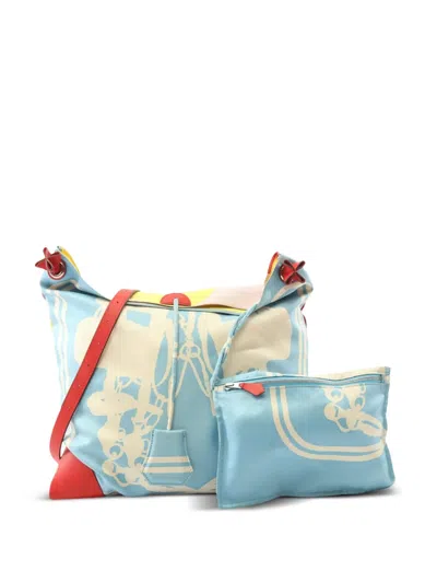 Pre-owned Hermes 2019 Silk Swift Brides De Gala Tattoo Silky City 33 Shoulder Bag In Blue