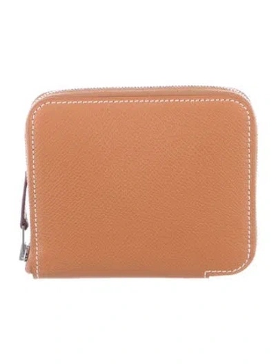 Pre-owned Hermes 2019 Silk'in Compact Wallet In Brown
