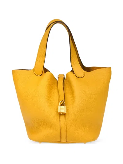 Pre-owned Hermes 2019 Small Picotin Lock Tote Bag In Yellow