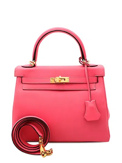 Pre-owned Hermes 2019 Swift Kelly Ii Retourne 25 Satchel In Pink