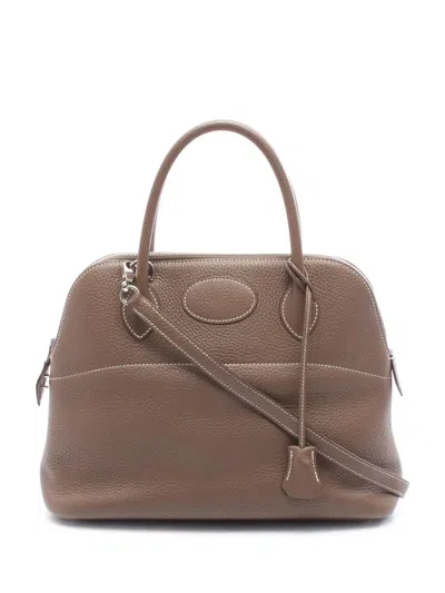 Pre-owned Hermes 2019 Taurillon Clemence Bolide31 Satchel In Brown
