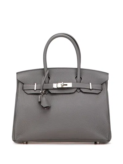 Pre-owned Hermes 2019 Togo Birkin Retourne 30 Handbag In Gray