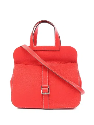 Pre-owned Hermes 2019 Togo Halzan 31 Satchel In Red