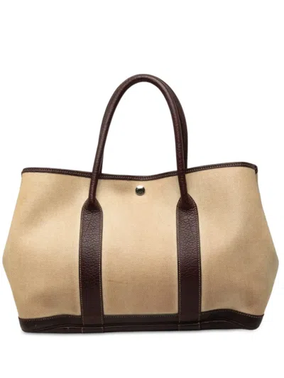 Pre-owned Hermes 2019 Toile And Negonda Garden Party 36 Tote Bag In Neutrals