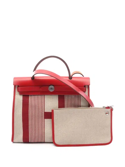 Pre-owned Hermes 2019 Toile H Vibration Herbag Zip 31 Satchel In Neutral